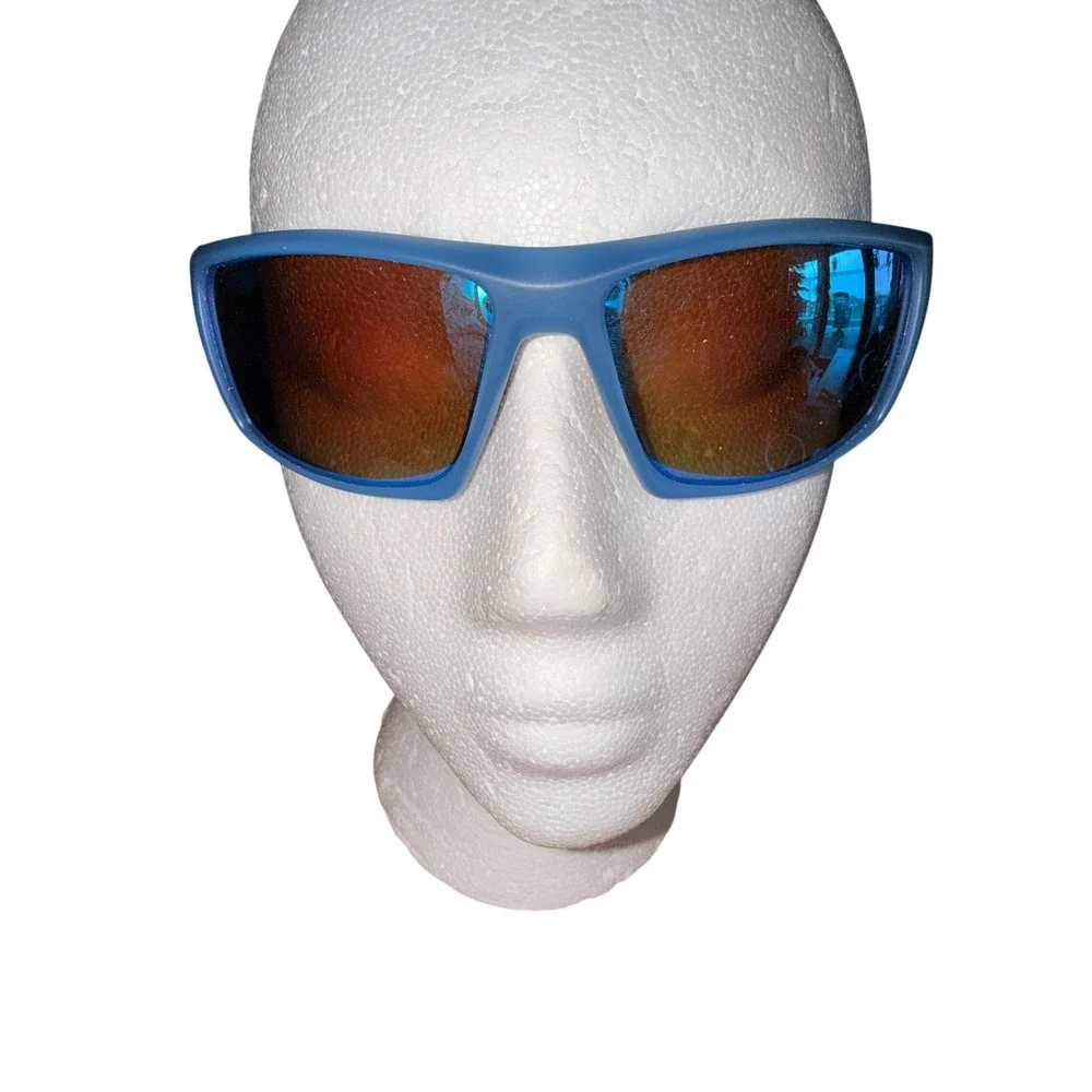 Mens‎ Blue Polarized Wrap Sport Sunglasses Mirror Lens PF2.1 Active Outdoor